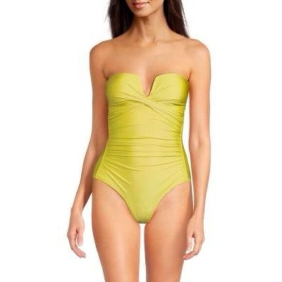 NWOT Calvin Klein Ruched Strapless One Piece Swimsuit - Picture 1 of 8
